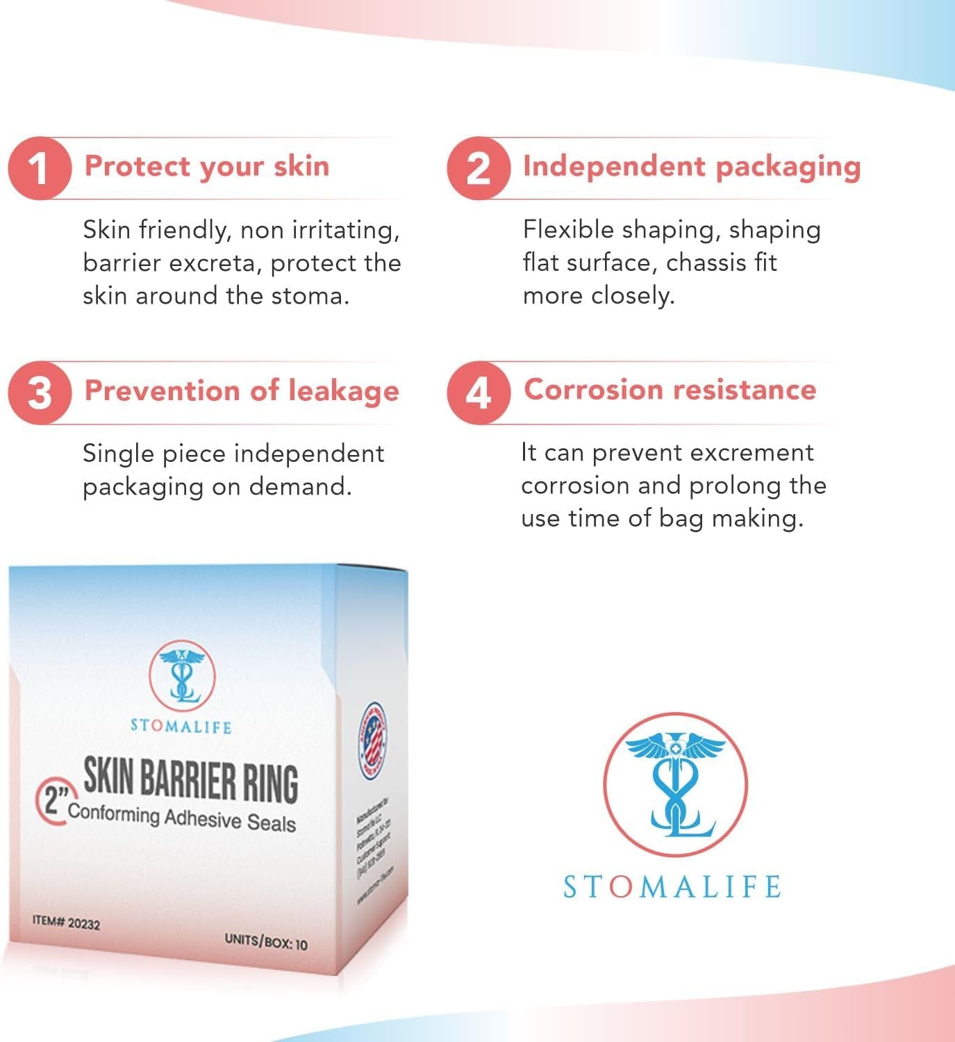 "Stomalife 2" Skin Barrier Rings - 10 Rings | Leak-Proof and Easy to Clean | Essential Ostomy-Colostomy-Ileostomy Accessories for Secure Adhesive Seals"